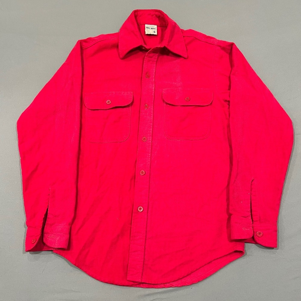 Vintage Big Mac JCPenney Red Flannel Shirt Mens Small 100 Cotton Made in USA